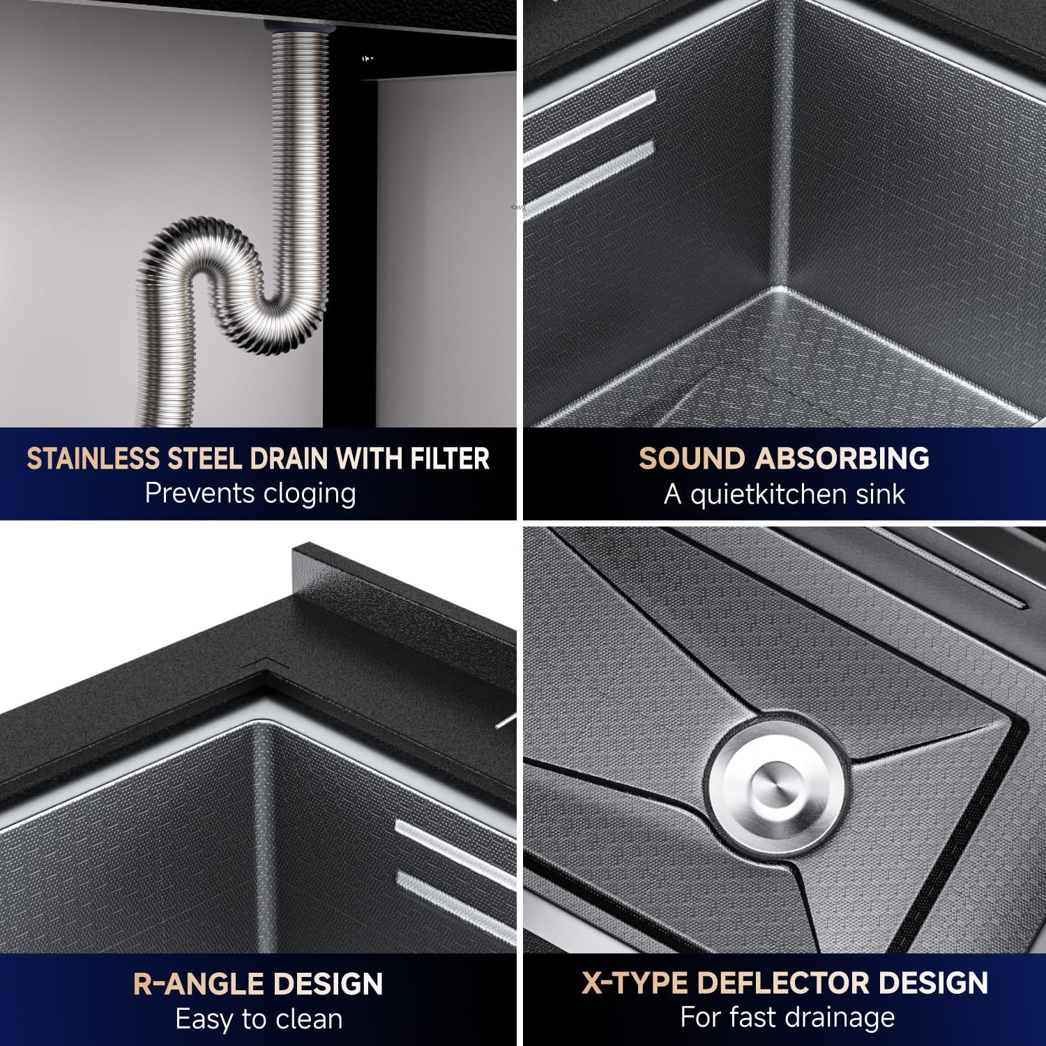 24' Stainless Steel Utility Sink,Freestanding Laundry Room Sink,Commercial Kitchen Sinks with Hot & Cold Water for Garage,Kitchens Outdoor (24x18x36 Black)