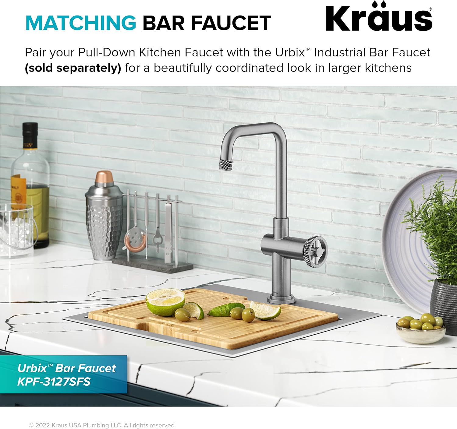 KRAUS Urbix Industrial Pull-Down Single Handle Kitchen Faucet in Spot-Free Stainless Steel, KPF-3126SFS