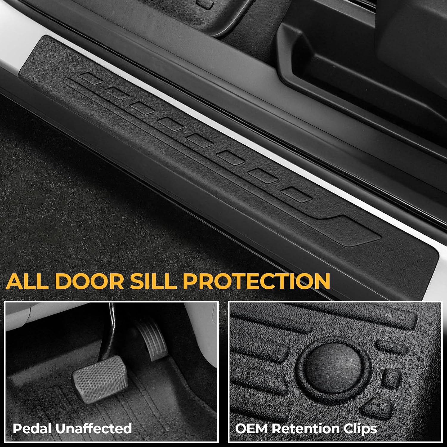 Floor Mats for Ford Escape 2013-2019, All Weather Floor Mats Trunk Cargo Liner with Backrest Protectors and Door Sill Guards Accessories, Full Coverage Set