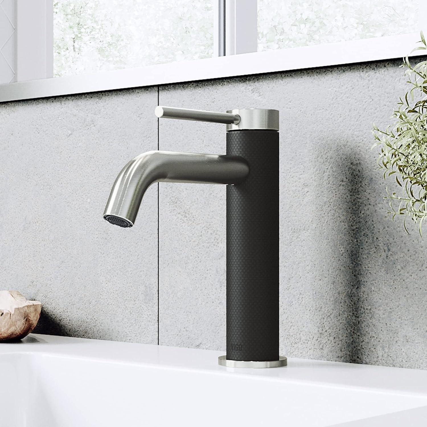 VIGO Madison Single-Handle Single-Hole Mount Bathroom Sink Faucet, 8-Inch, Brushed Nickel, Modern Design, Solid Brass, 1.2 GPM WaterSense & Ceramic Disc Valve, Corrosion-Resistant