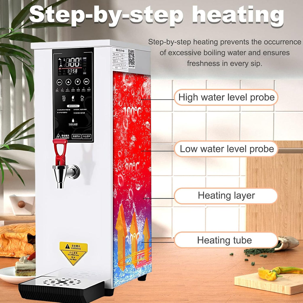 SHAHRYAR Professional Commercial Electric Hot Water Dispenser,3000w Instant Hot Water Dispenser,Water Output: 60l/H,30% Energy Saving,Stainless Steel Faucet,for Milk Tea Shops Black