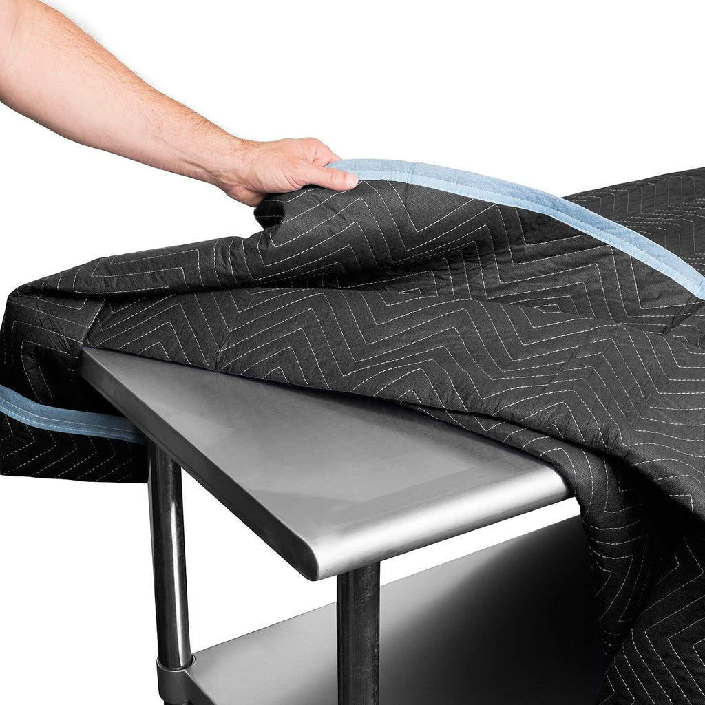 Sure-Max 12 Heavy-Duty Moving & Packing Blankets - Ultra Thick Pro - 80' x 72' (65 lb/dz weight) - Professional Quilted Shipping Furniture Pads Black