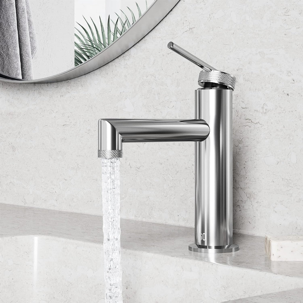 VIGO Sterling Single-Handle Single-Hole Mount Bathroom Sink Faucet, 7-Inch, Chrome, Modern Design, Solid Brass, 1.2 GPM WaterSense & Ceramic Disc Valve, Corrosion-Resistant