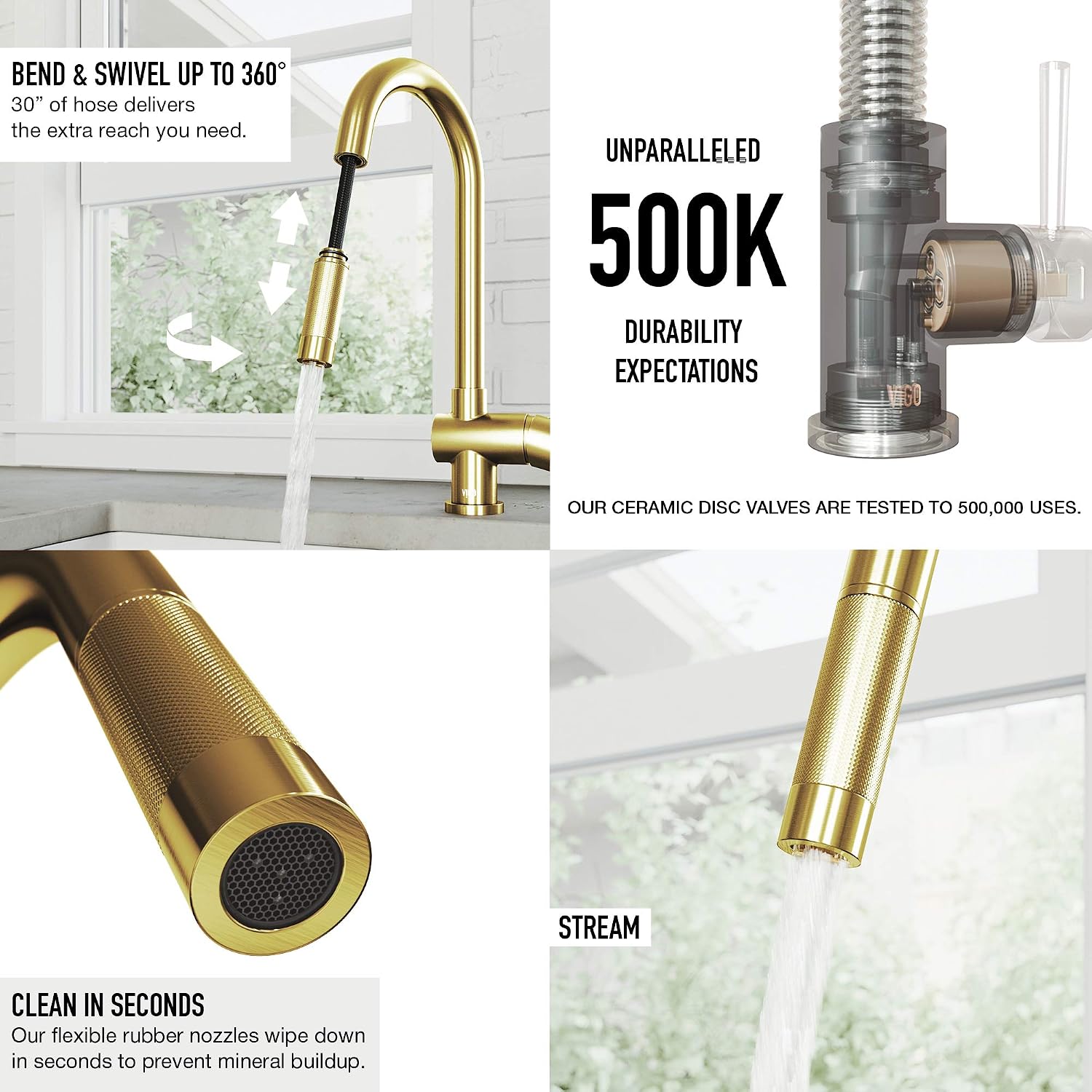VIGO Gramercy 17'' H Single Handle Pull-Down Spout Kitchen Faucet in Matte Brushed Gold-VG02008MG