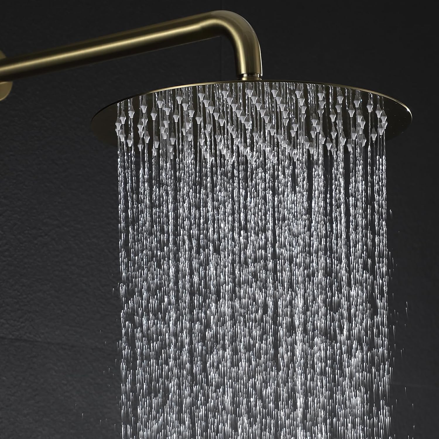 Brushed Gold Shower Fixture Set Has 12 Inch Rain Shower Head with Handheld Showerhead, Brushed Brass Gold Shower System with Solid Brass Valve The Golden Brushed Shower Faucet for Bathroom