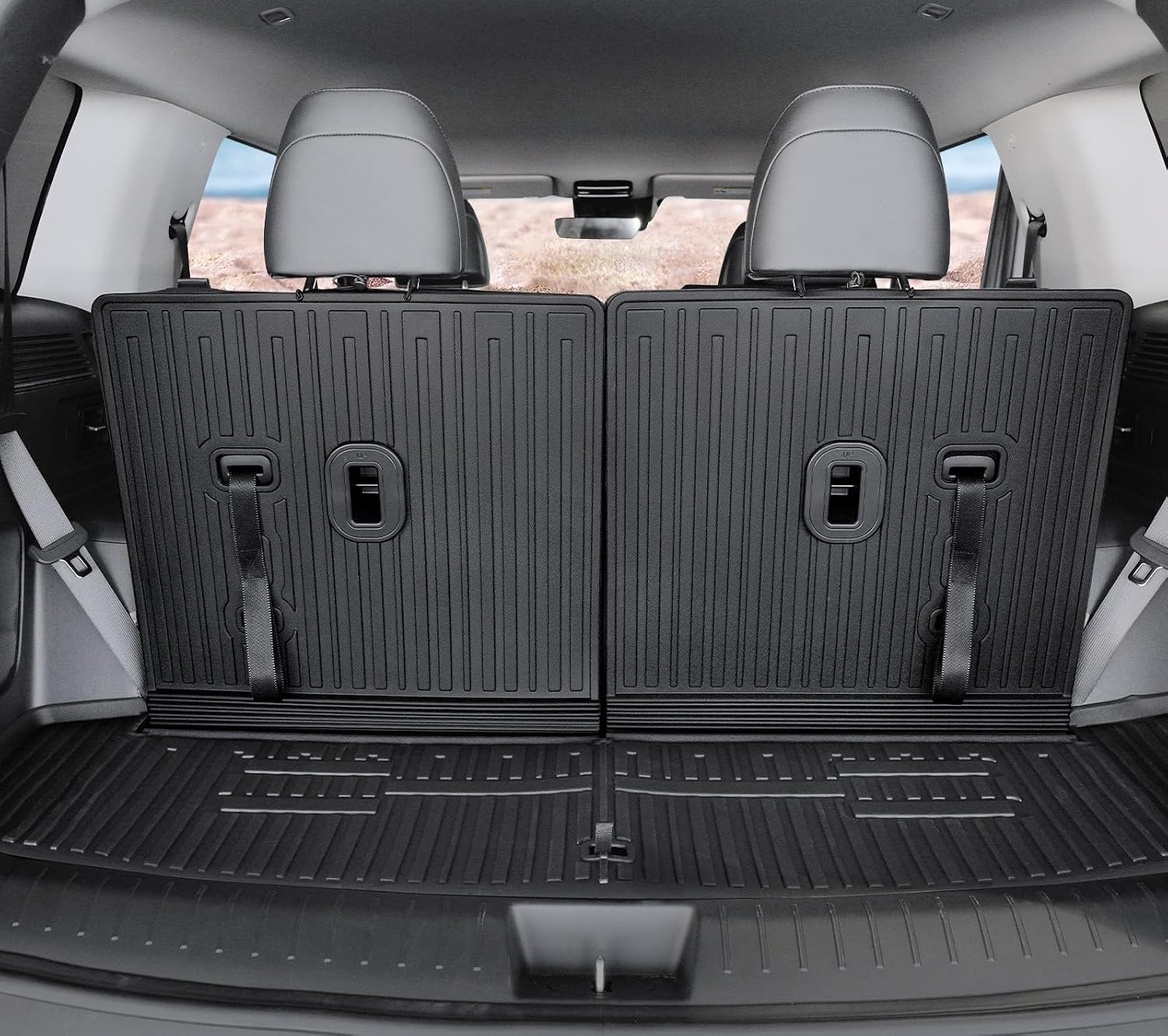 Floor Mats for Hyundai Santa Fe 2024-2026, All Weather Floor Mats Trunk Cargo Liner with Backrest Protectors Accessories, Full Coverage Set (Fit 6/7 Seats)