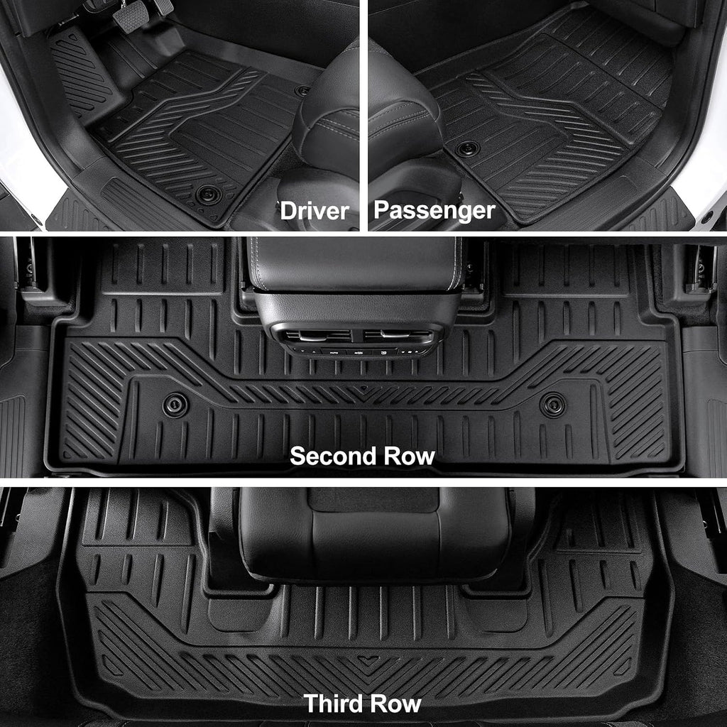 Floor Mats for Honda Pilot 2023-2025 2026, Cargo Mat with Backrest Mat All Weather TPE Cargo Liner Replacement Protection for Honda Pilot Accessories Door Sill Guards