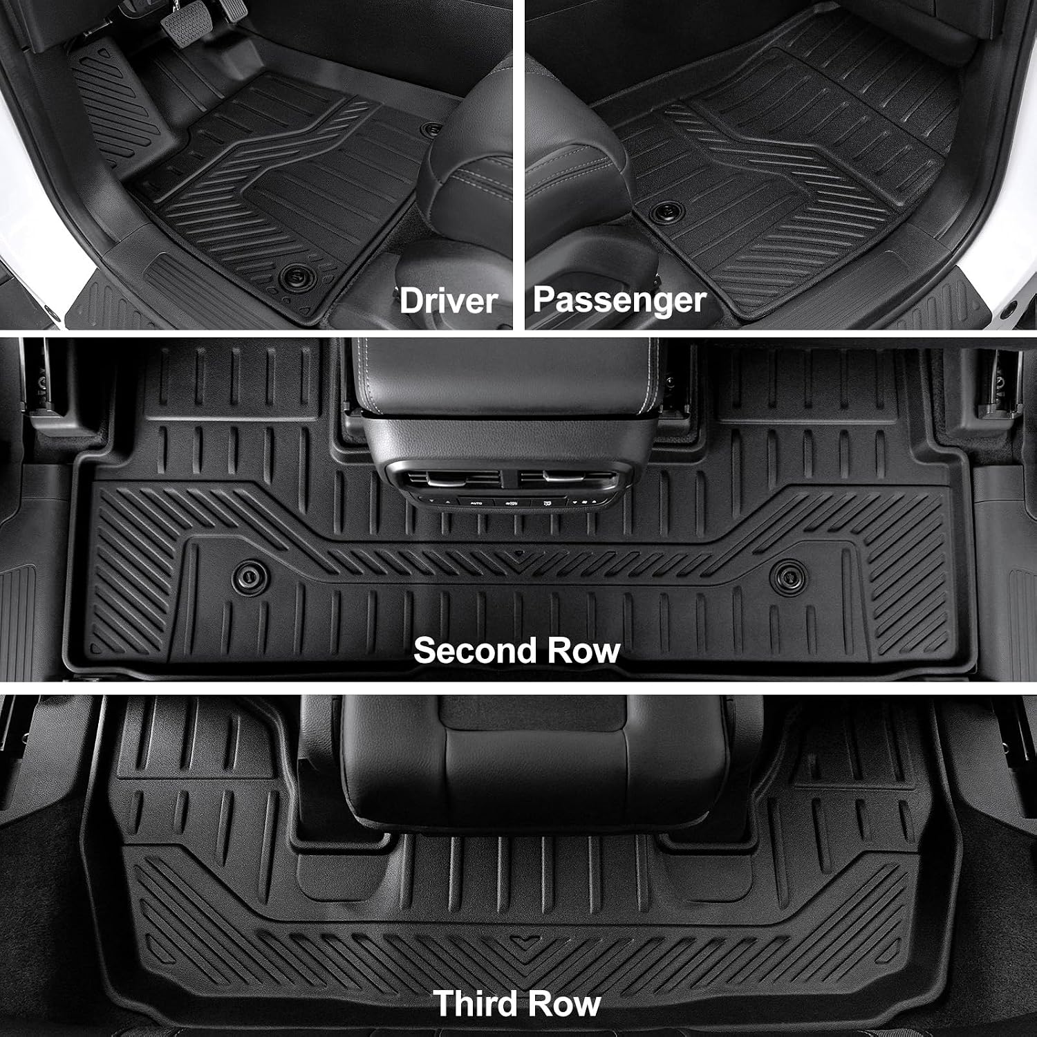 Floor Mats for Honda Pilot 2023-2025 2026, Cargo Mat with Backrest Mat All Weather TPE Cargo Liner Replacement Protection for Honda Pilot Accessories Door Sill Guards