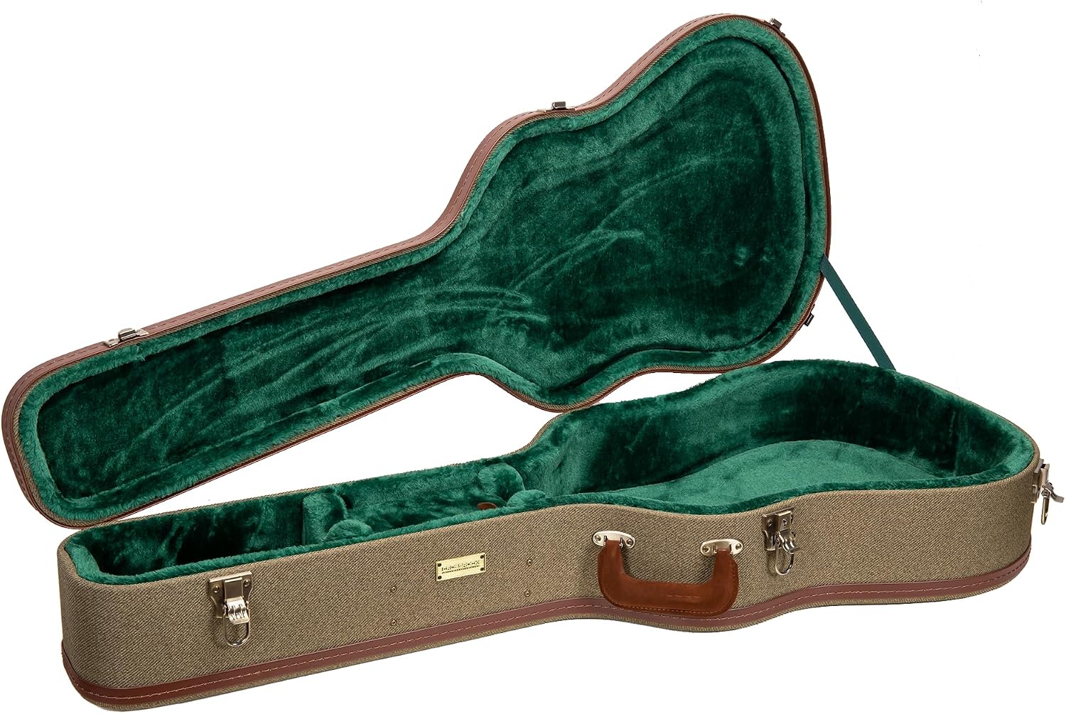 Crossrock Master Series Acoustic Guitar Case for Martin D-28 / Grand Auditorium | Olive Green Eco Tweed Fabric, Re-Engineered Shell, Leather Handle & Forest Green Velvet Interior(CRW720D28OG)
