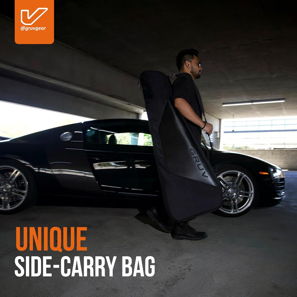 Gruv Gear Bass Guitar Case Soft, Patented Bass Guitar Gig Bag with Adjustable Side Carry Strap, Travel Approved, Multiple Pockets for Guitar Accessories, Ergonomic side-carry