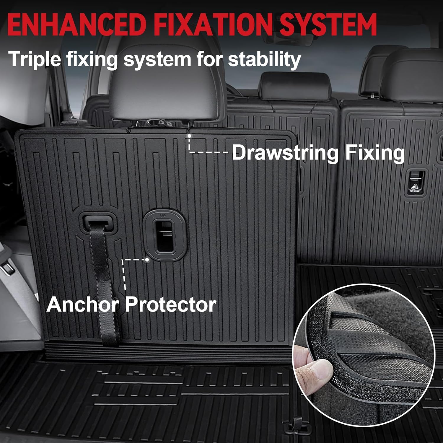 Floor Mats for Hyundai Santa Fe 2024-2026, All Weather Floor Mats Trunk Cargo Liner with Backrest Protectors Accessories, Full Coverage Set (Fit 6/7 Seats)