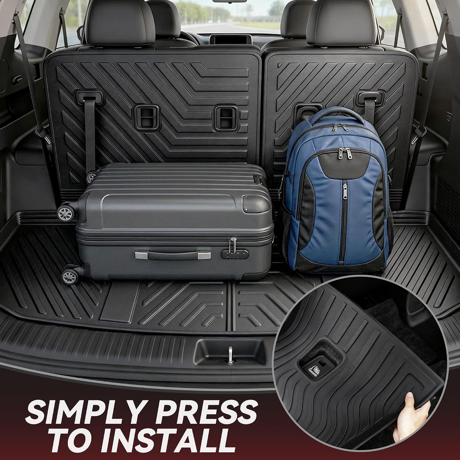 YITAMOTOR Floor Mats for Kia Telluride 2025-2020 7/8 Seater, All Weather TPE Rubber Mat, Custom Fit Kia Telluride Accessories Floor Liners Full Set, 1st & 2nd & 3rd Row & Backrest Mat & Cargo Liner