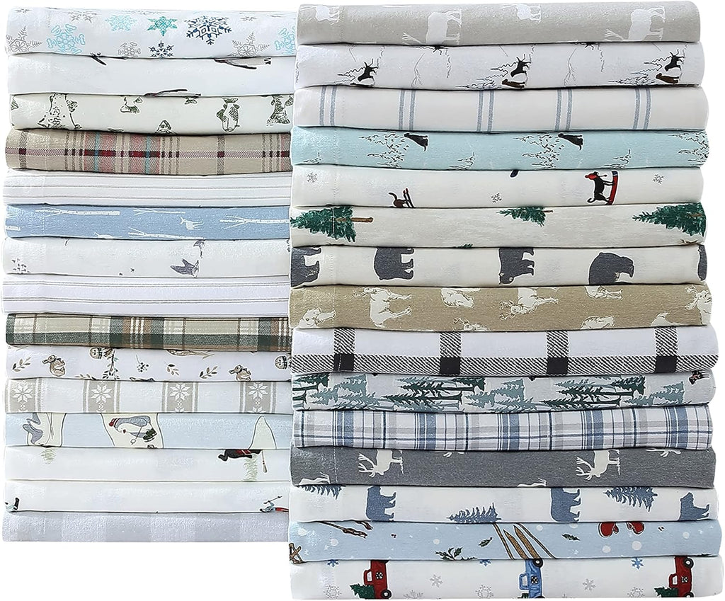 Eddie Bauer - Twin Sheets, Cotton Flannel Bedding Set, Brushed for Extra Softness, Cozy Home Decor (Buckhead Ridge, Twin)