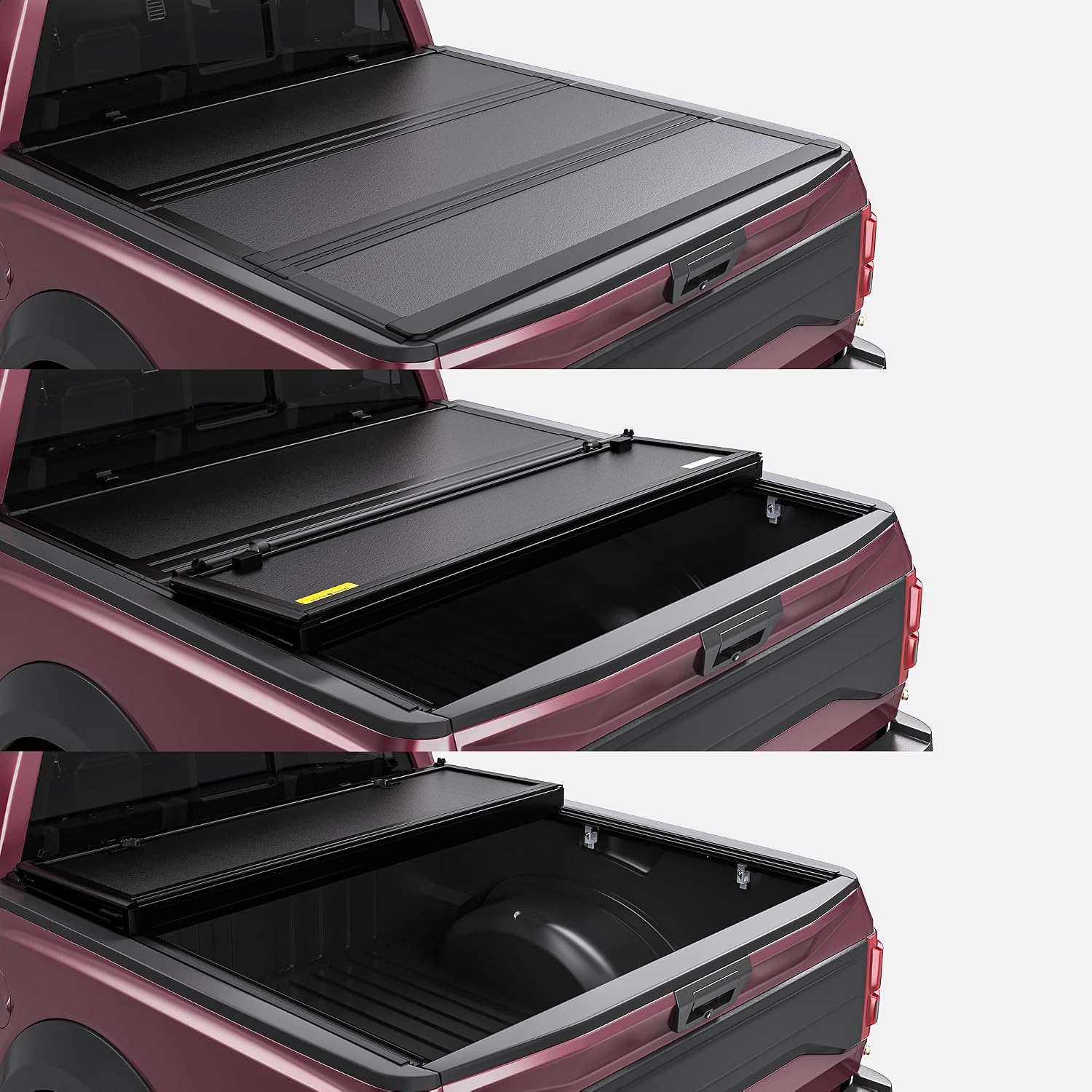 OEDRO Low-Profile Hard Tri-Fold Tonneau Cover Compatible with Chevy Silverado/GMC Sierra 1500 New Body Style 2019-2026 6.6ft Bed w/o Multi-Flex Tailgate, One-Handed Quick Release, Drainage Design