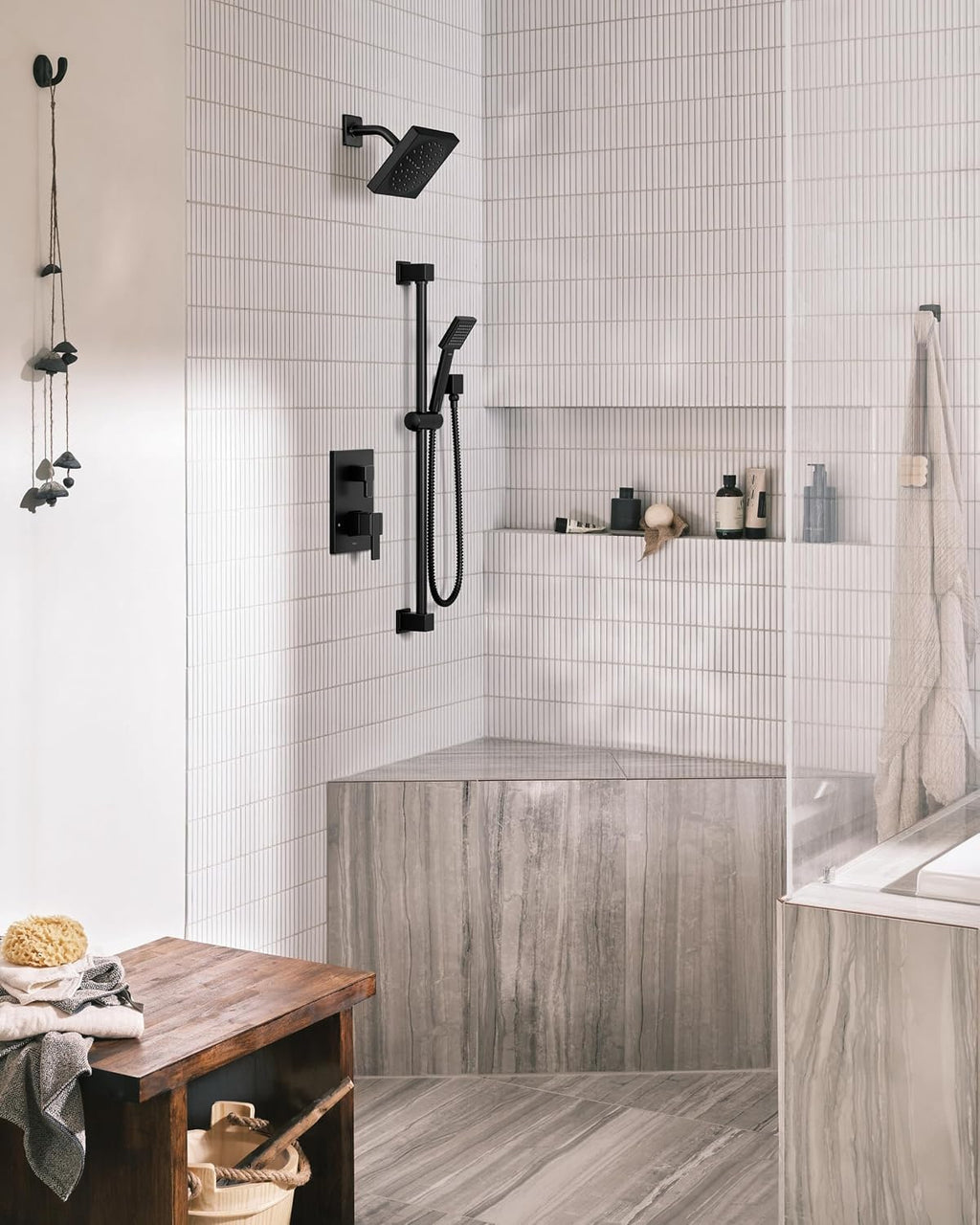 Moen 90 Degree Matte Black M-CORE 3-Series 2-Handle Shower Trim with Integrated Transfer Valve, Valve Required, UTS9011BL