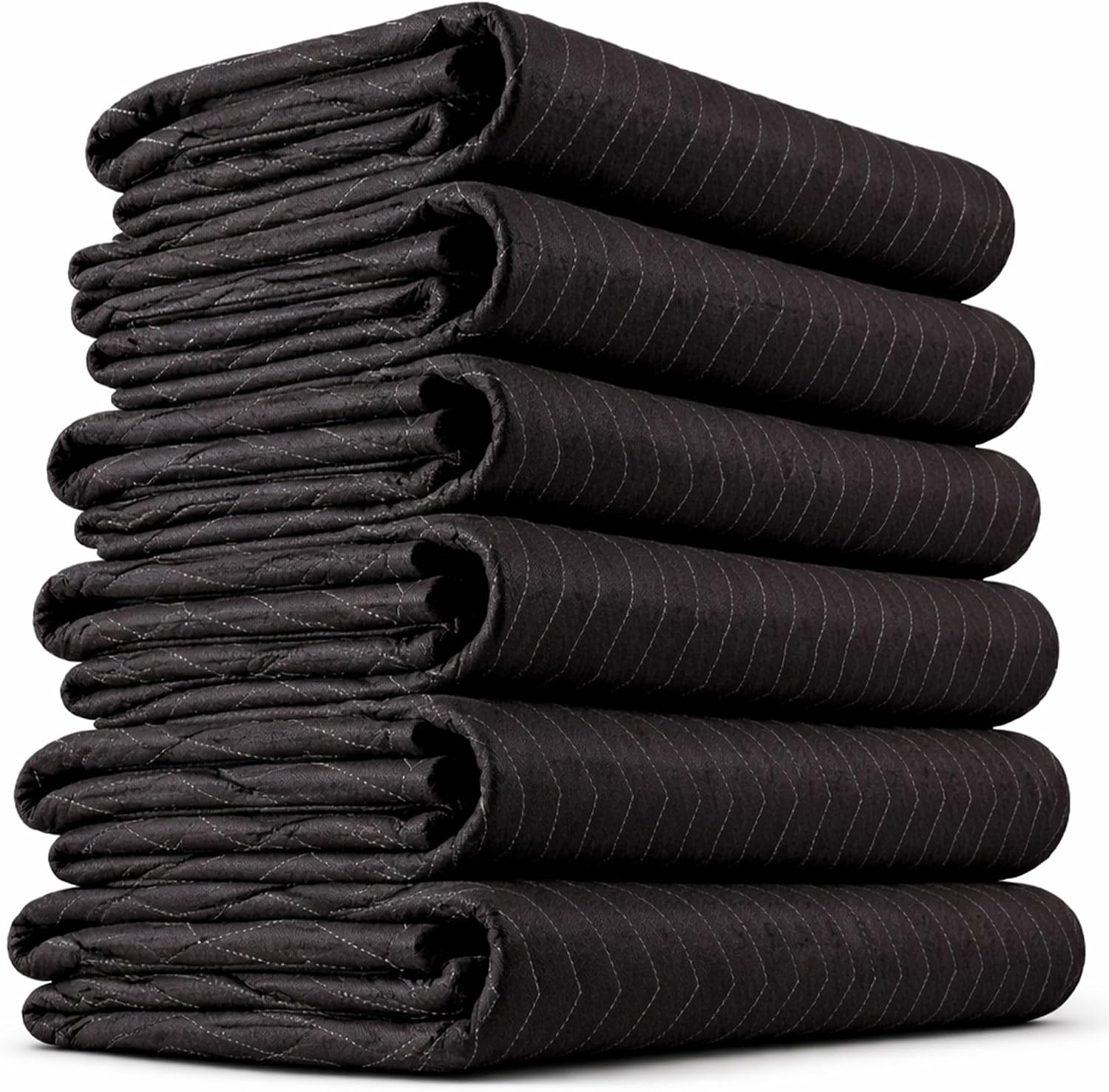 US Cargo Control Moving Blankets Heavy Duty 72'x80' 6-Pack (65 lbs/doz), Padded Furniture Blankets for Moving, Shipping, and Storage, Durable Quilted Furniture Pads, Tough Black Polyester