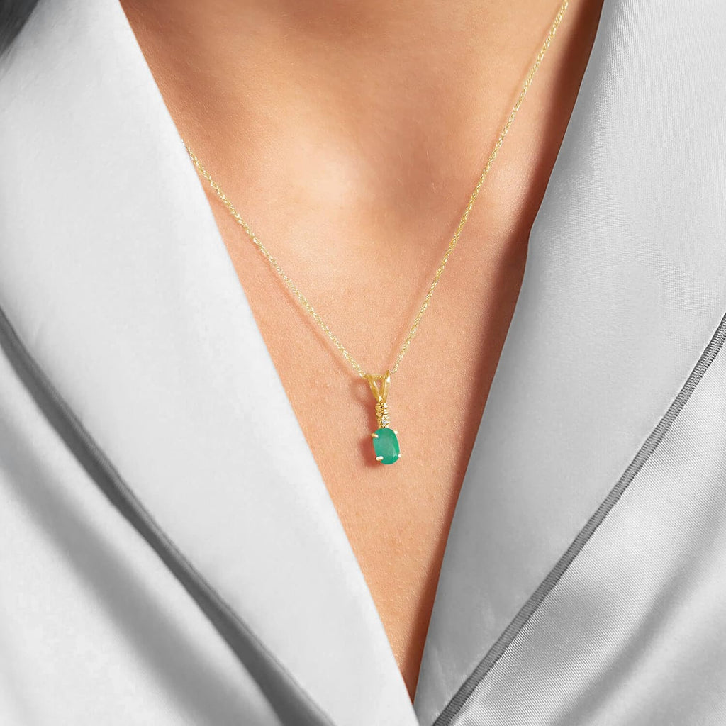 Galaxy Gold GG 14K Gold Necklace with Natural Diamond and Emerald