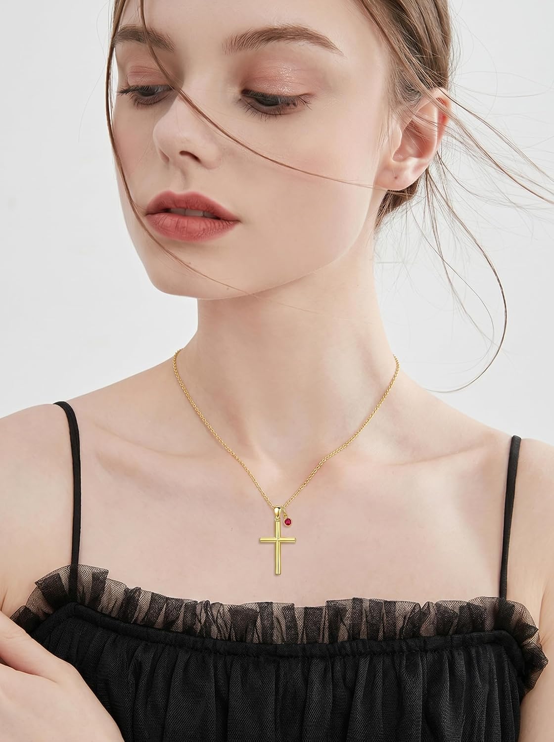 18K Gold Cross Pendant for Women Gold Cross Necklace 18K Gold Jewelry Religious Gift