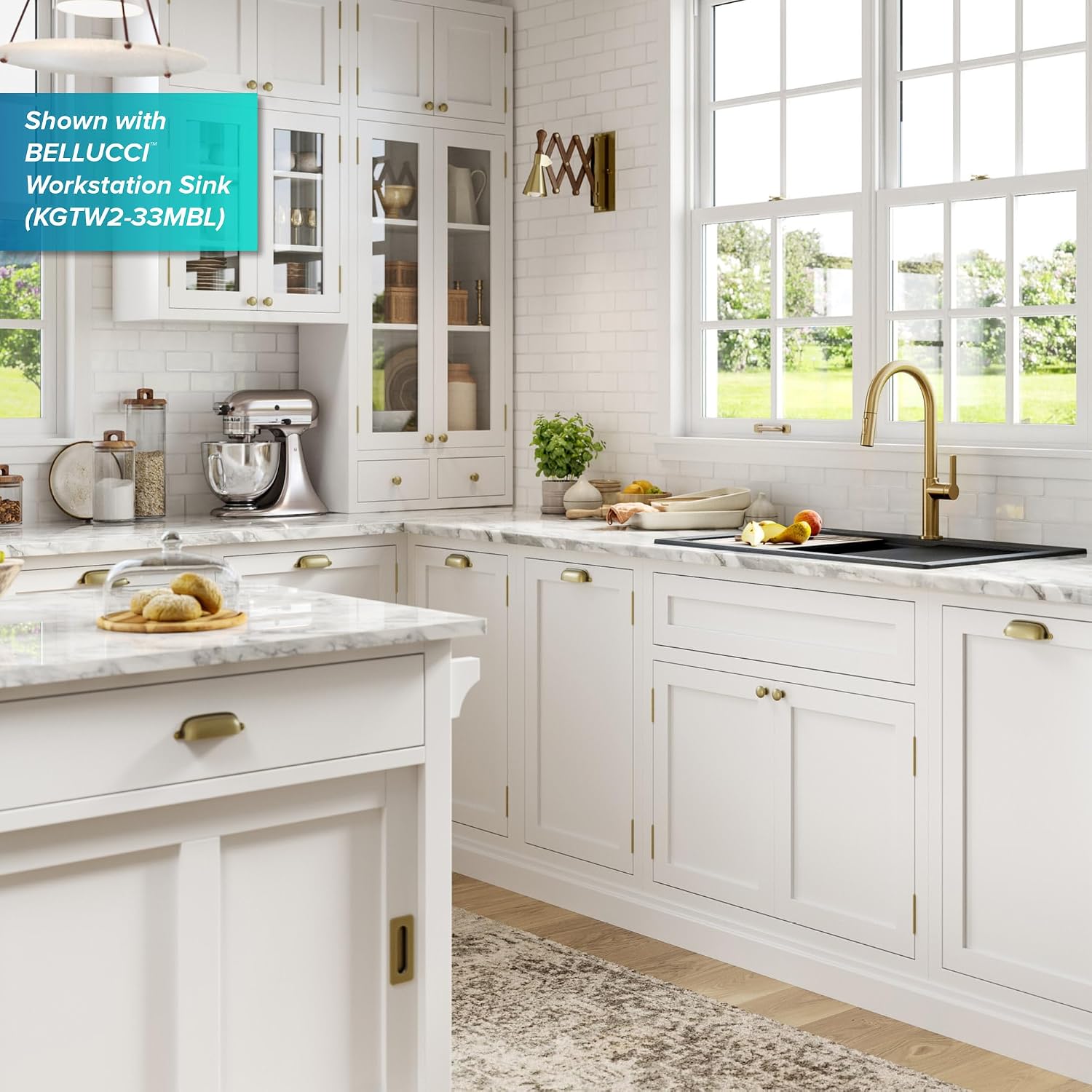 KRAUS Oletto Single Handle Pull Down Kitchen Faucet in Spot-Free Brushed Brass, KPF-2820BB