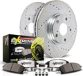 PowerStop Front Brake Kit for Cadillac CT6 2016-18 |CTS 2014-19 |Chevrolet Camaro 2016-23 - Carbon-Fiber Ceramic Z26 Brake Pads + Drilled & Slotted Rotors Upgrade, K6998-26