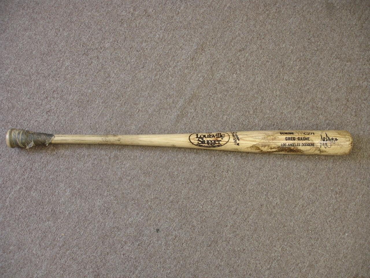 Topps Greg Gagne Los Angeles Dodgers Game Used & Autographed Baseball Bat - Mlb Game Used Bats