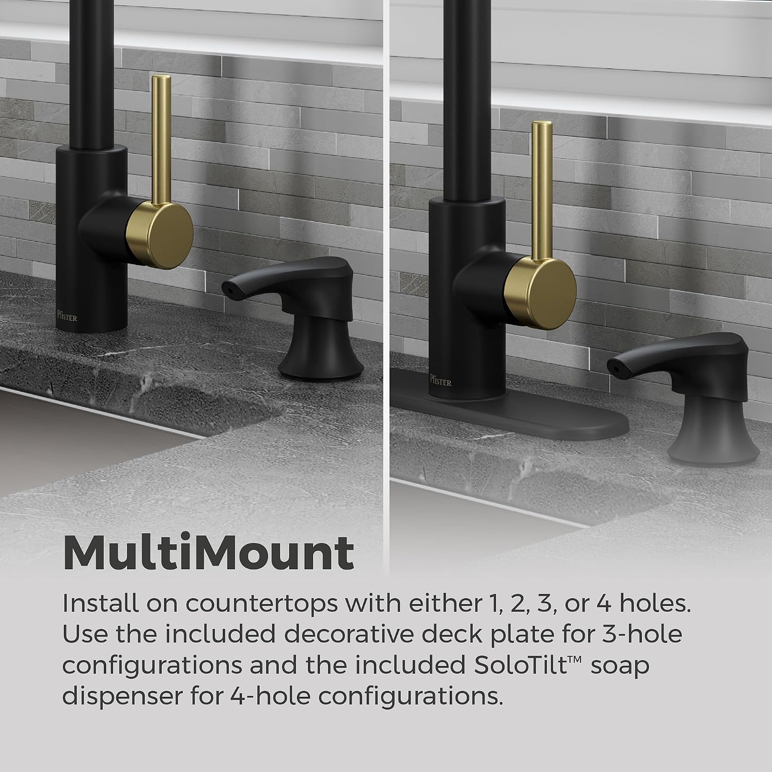 Pfister Zanna 1-Handle Pull-Down Kitchen Faucet in Matte Black and Brushed Gold
