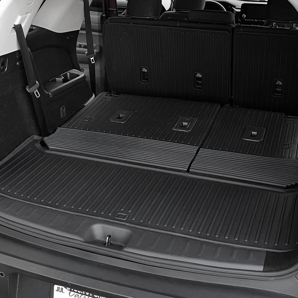 Floor Mats for Nissan Pathfinder 2022-2025 2026, All Weather Floor Mats Trunk Cargo Liner with Backrest Protectors and Door Sill Guards Accessories, Full Coverage Set (Fit 7/8 Seats)
