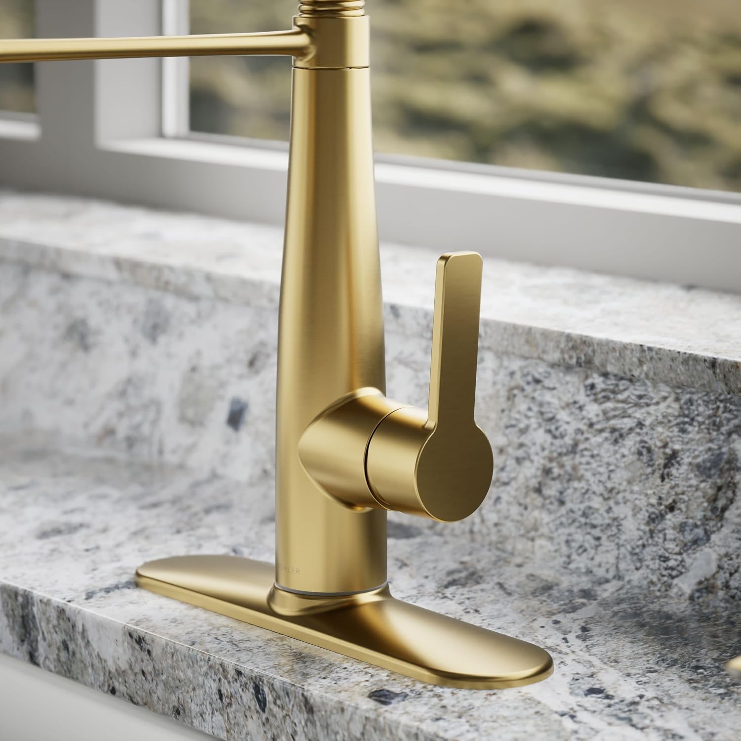 KOHLER K-REC22745-SD-2MB Semi-Professional Kitchen Sink Faucets with Soap Dispenser, Commercial Kitchen Faucets with Pull Down Sprayer, Vibrant Brushed Moderne Brass