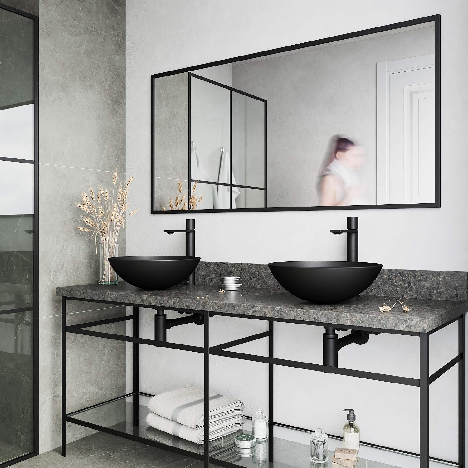 VIGO Gotham Single-Handle Single-Hole Mount Vessel Bathroom Sink Faucet, 12-Inch, Matte Black, Modern Design, Solid Brass, 1.2 GPM WaterSense & Ceramic Disc Valve, Corrosion-Resistant