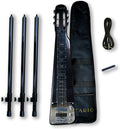 TARIO Lap Steel Guitar 6 String Slotted Head Stock Electric Slide Guitars With Gig bag (Black)