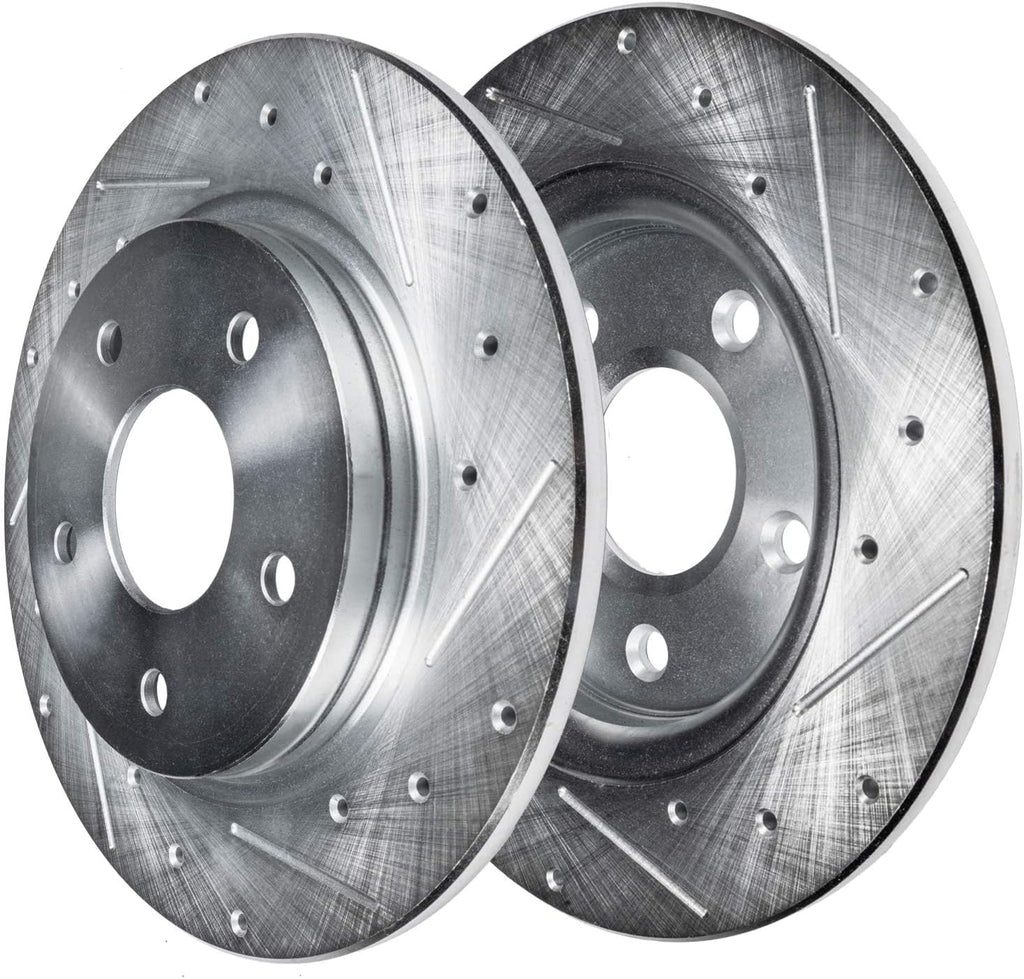 Detroit Axle - Brake Kit for 2019 Nissan Altima, Drilled and Slotted Brake Rotors Ceramic Brakes Pads Replacement : 11.65' inch Front and 11.02' inch Rear Solid Rotor
