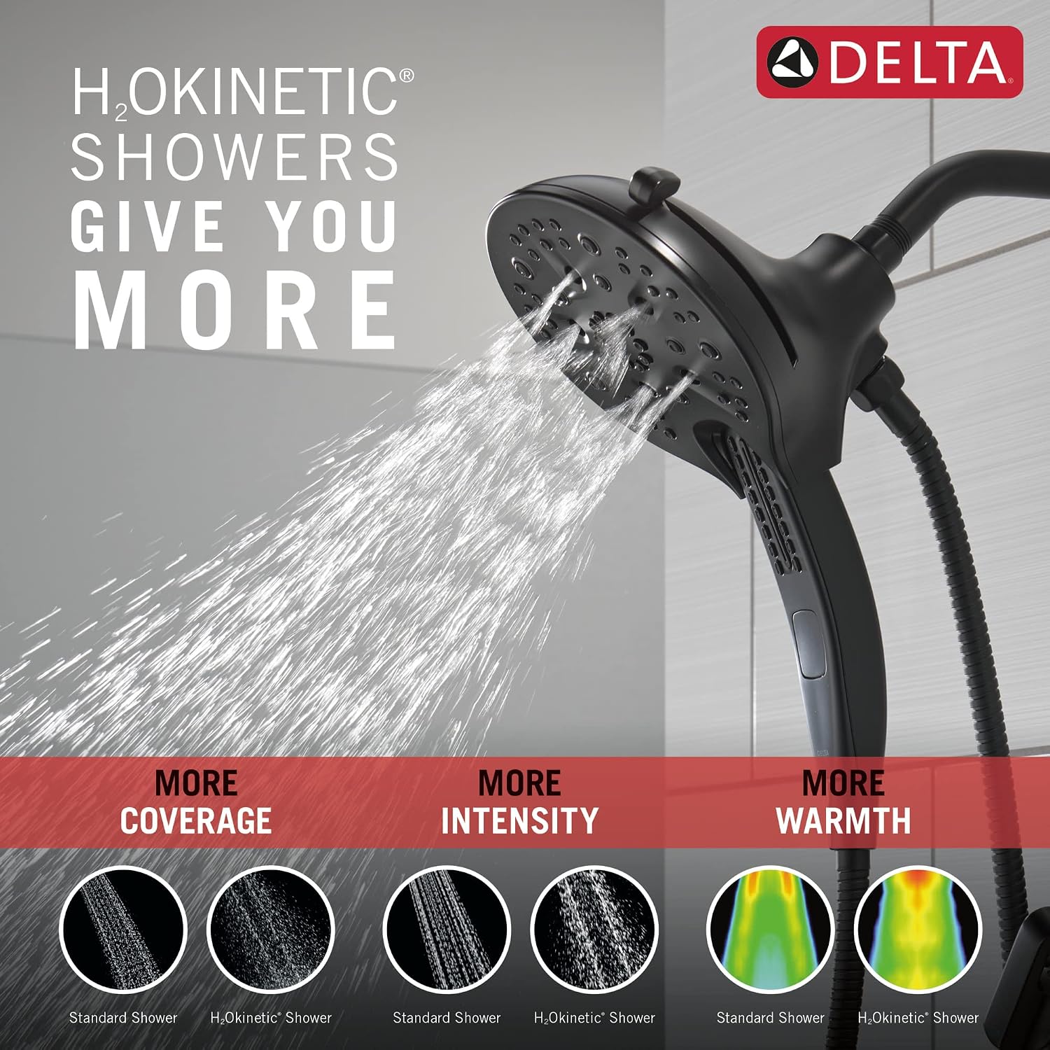 Delta Tetra 17 Series Matte Black Dual-Function Shower Faucet Set with In2ition 2-in-1 Dual Shower Head with HandHeld Spray Combo, Valve Trim Kit, Matte Black T17289-BL (Valve Not Included)