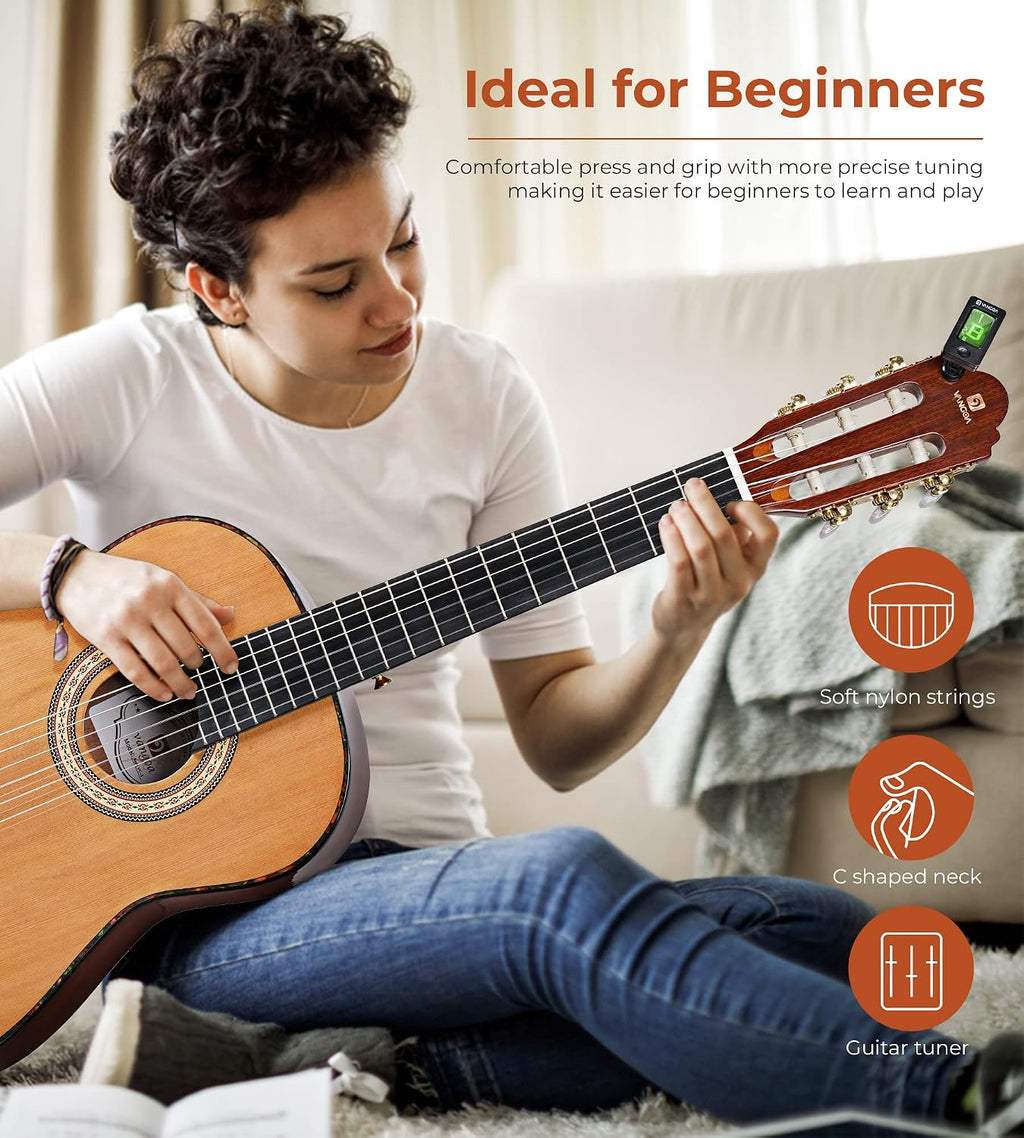 Vangoa Classical Guitar 3/4 Inch Acoustic Classical Guitar, 36 Inch Junior Size Nylon String Guitar Bundle Kit for Beginner Teens, Cedar Top