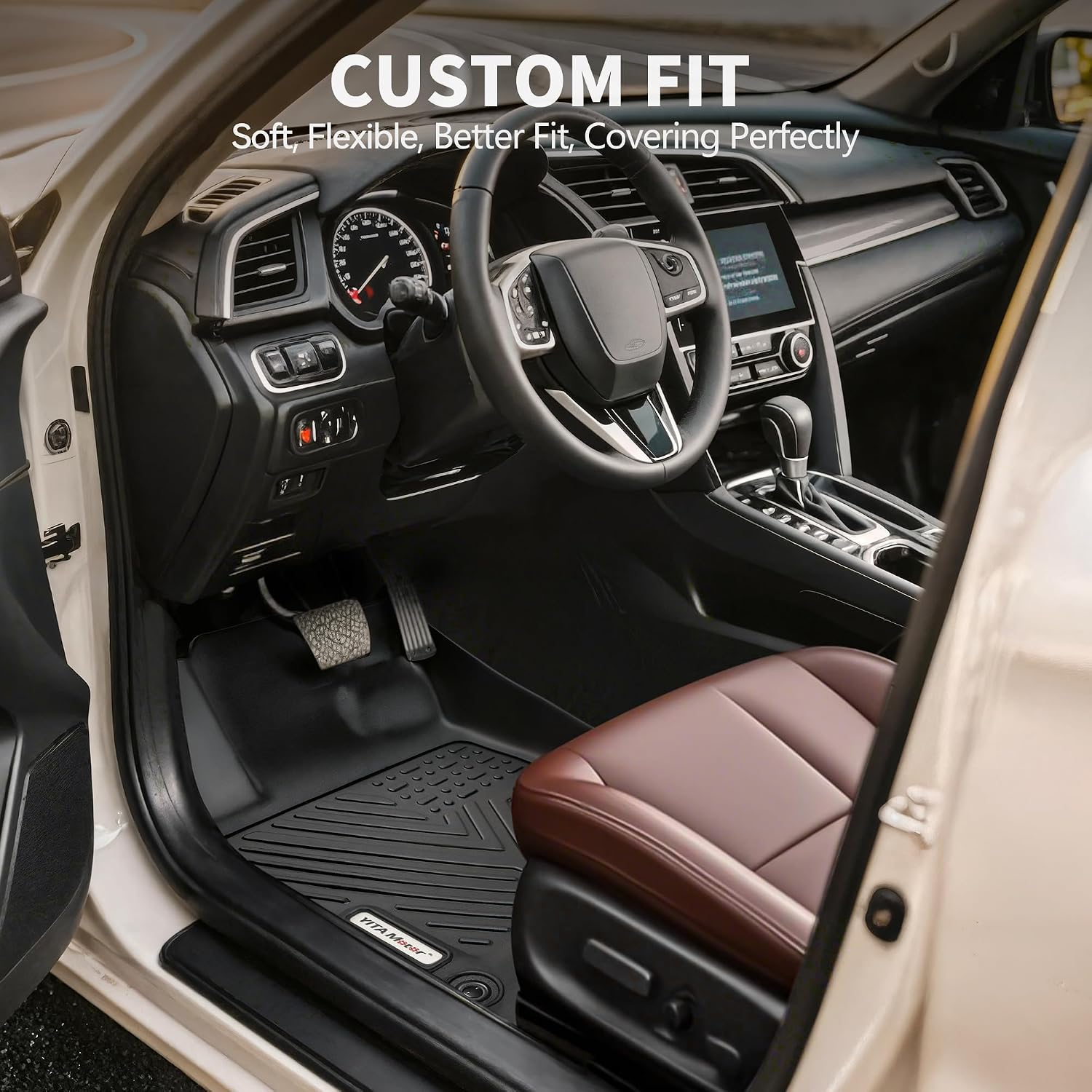 YITAMOTOR Floor Mats Compatible with 2014-2018 Chevy Silverado/GMC Sierra 1500 Crew Cab, 2015-2019 Silverado/Sierra 2500 HD/3500 HD Crew Cab, All-Weather 1st & 2nd Row, Black