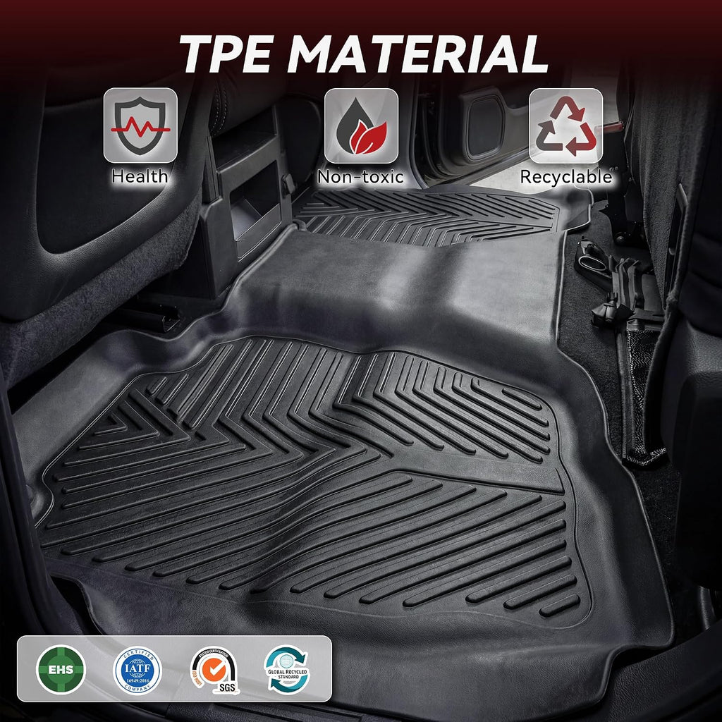 YITAMOTOR Floor Mats Compatible with 2014-2018 Chevy Silverado Double Cab 1500 / GMC Sierra 1500 Double Cab, 2015-2019 2500 HD/3500 HD, Custom Fit All Weather Floor Liners Accessories , 1st & 2nd Row