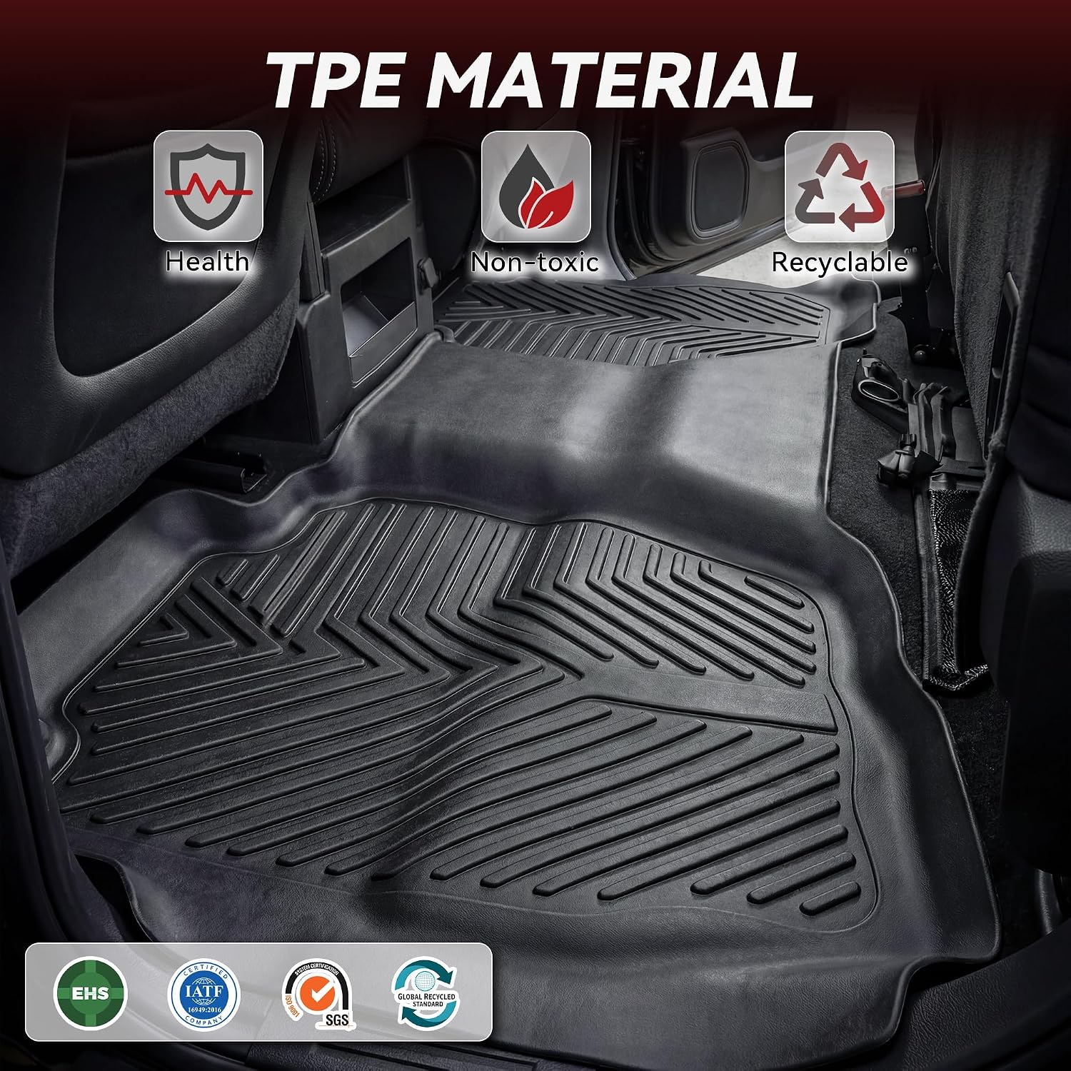 YITAMOTOR Floor Mats Compatible with 2014-2018 Chevy Silverado Double Cab 1500 / GMC Sierra 1500 Double Cab, 2015-2019 2500 HD/3500 HD, Custom Fit All Weather Floor Liners Accessories , 1st & 2nd Row