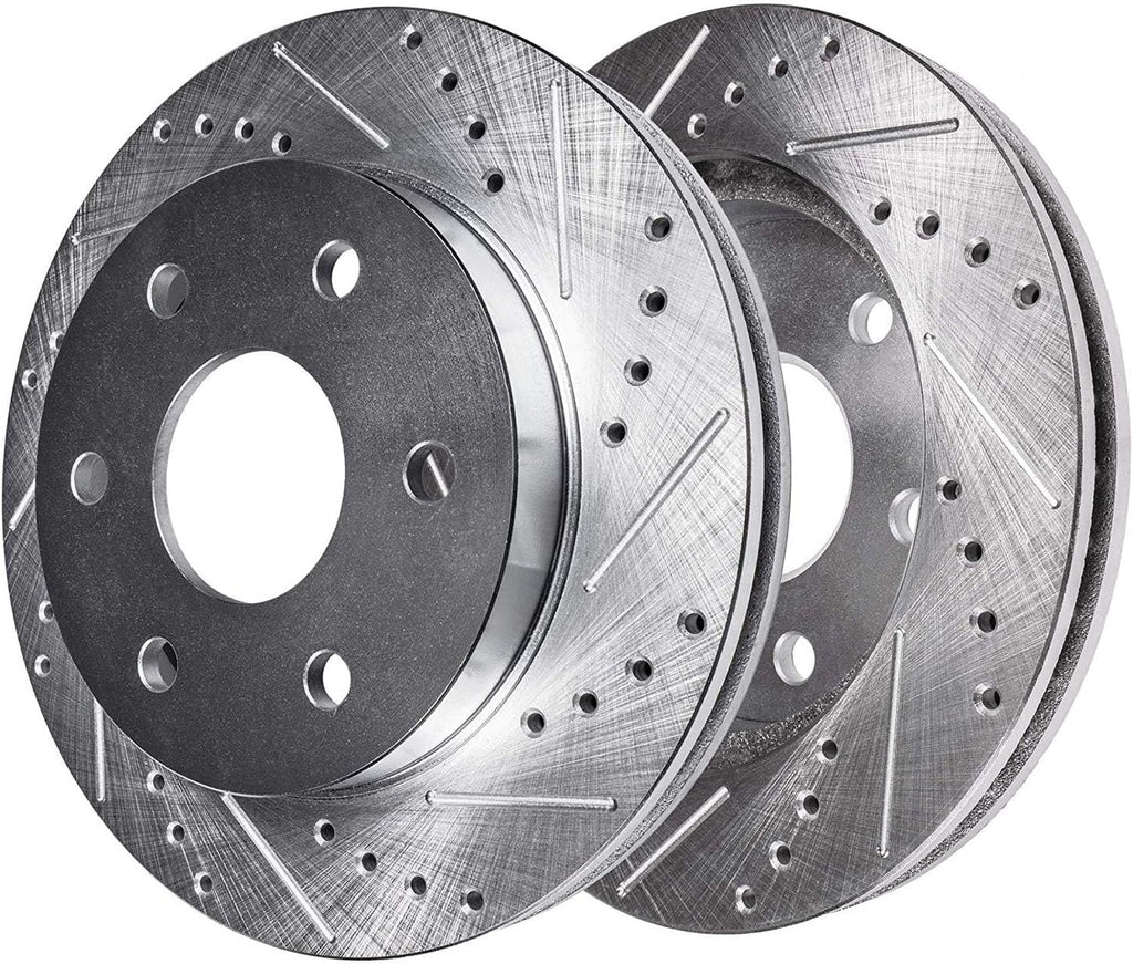 Detroit Axle - Brake Kit for 2021 Cadillac Escalade ESV GMC Yukon XL, Drilled and Slotted Disc Brake Rotors Ceramic Brakes Pads Replacement : 16.14' inch Front and 13.58' inch Rear Rotor