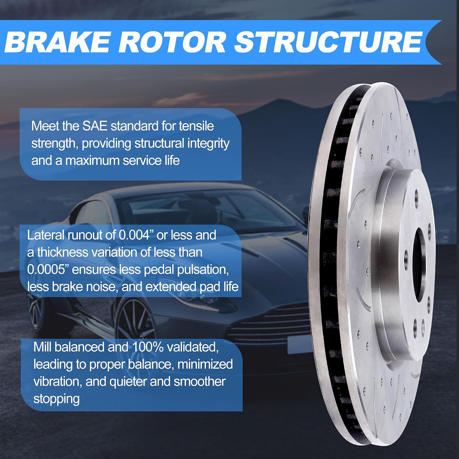Front Brake Rotors and Brake Pads Kit Compatible with Buick LaCrosse Regal 2011-2016, Chevrolet Equinox 2010-2017, Impala 2014-2020, Malibu 2013-2016, GMC Terrain 2010-2017 – Fit 5-Lug Only