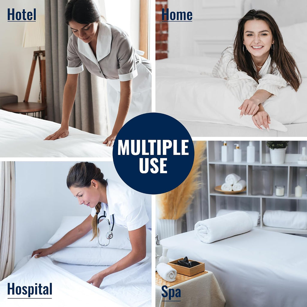 Full Fitted Sheets – Bulk Pack of 24 (54X80X9) | T200 Polycotton Percale | Durable, Soft, Easy-Care Bedding Solution for Hospitals, Hospitality & Institutional Use