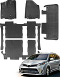 for Toyota Sienna 2020-2013 8 Seater Floor Mats Cargo Liner Trunk Carpet All Weather Heavy Duty TPE Waterproof Anti-Slip Tech Mats for Toyota Sienna 2014 2015 2016 2017 2018 2019 Accessories