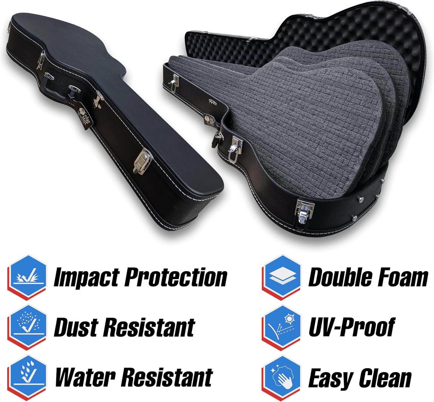 ORIGINAL Discreet Guitar Gun Case for Rifle Storage - Hard Shell with Customizable Foam and Lockable Latches for Secure Travel - Heavy Duty Concealment Hard Rifle Case for Scoped Hunting Equipment