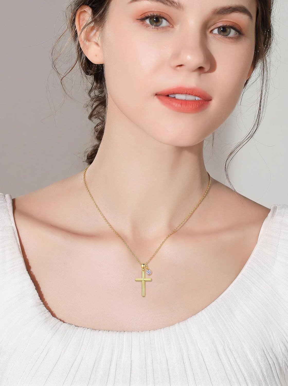 18K Gold Cross Pendant for Women Gold Cross Necklace 18K Gold Jewelry Religious Gift