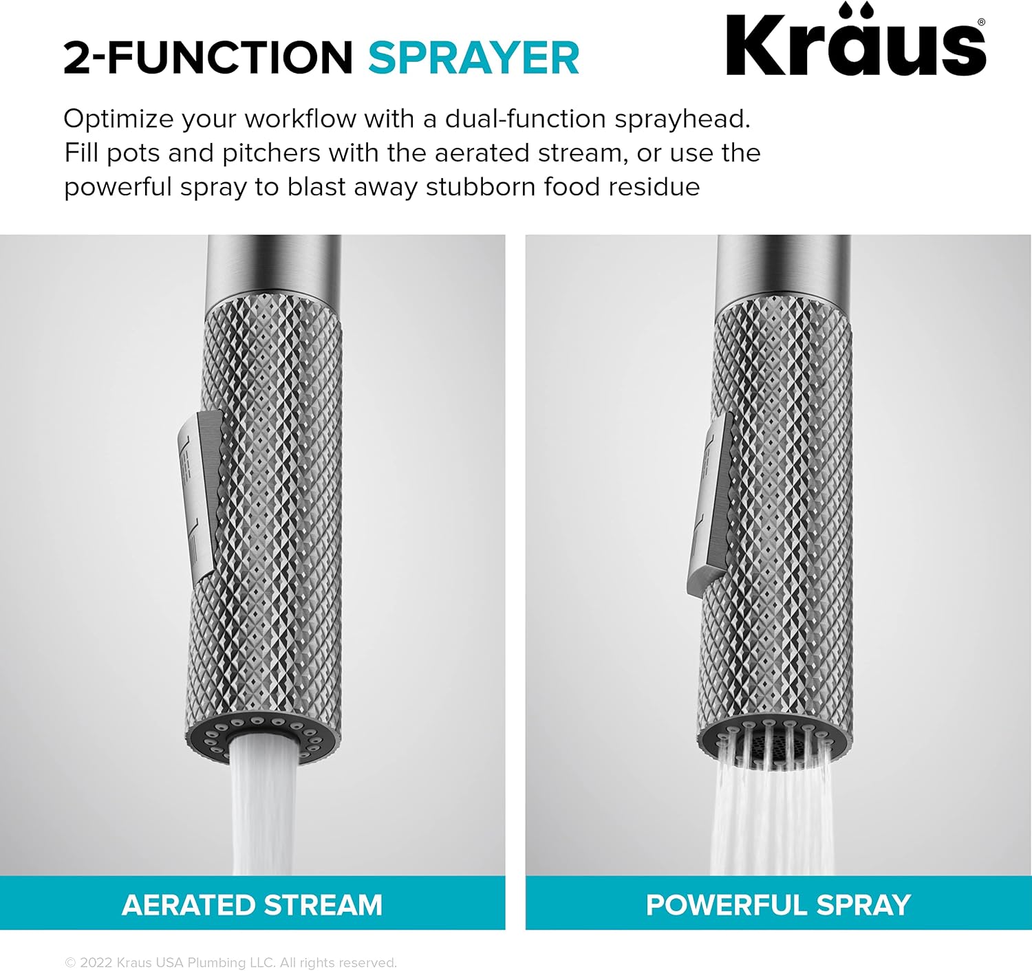 KRAUS Urbix Industrial Pull-Down Single Handle Kitchen Faucet in Brushed Gold, KPF-3126BG