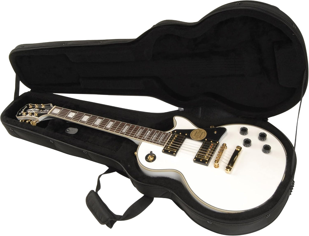 SKB Les Paul Style Electric Guitar Soft Case, Black – Lightweight Construction with 2 Zippered Pouches and Foam Inserts for Protection