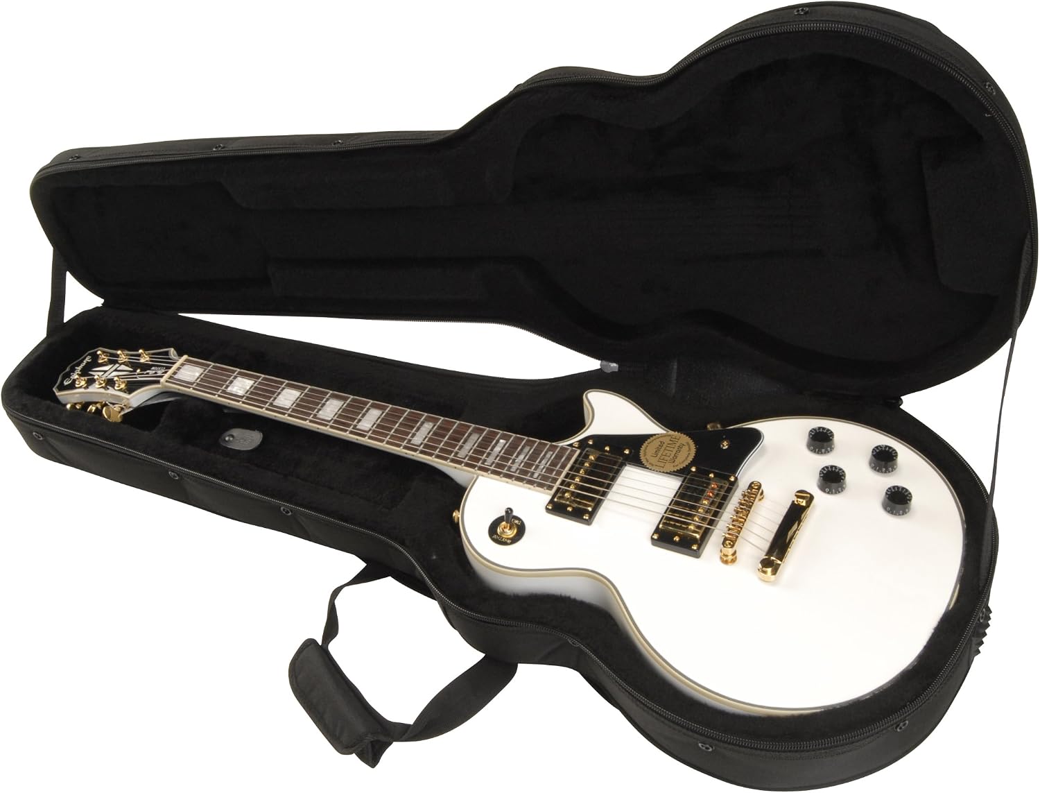 SKB Les Paul Style Electric Guitar Soft Case, Black – Lightweight Construction with 2 Zippered Pouches and Foam Inserts for Protection