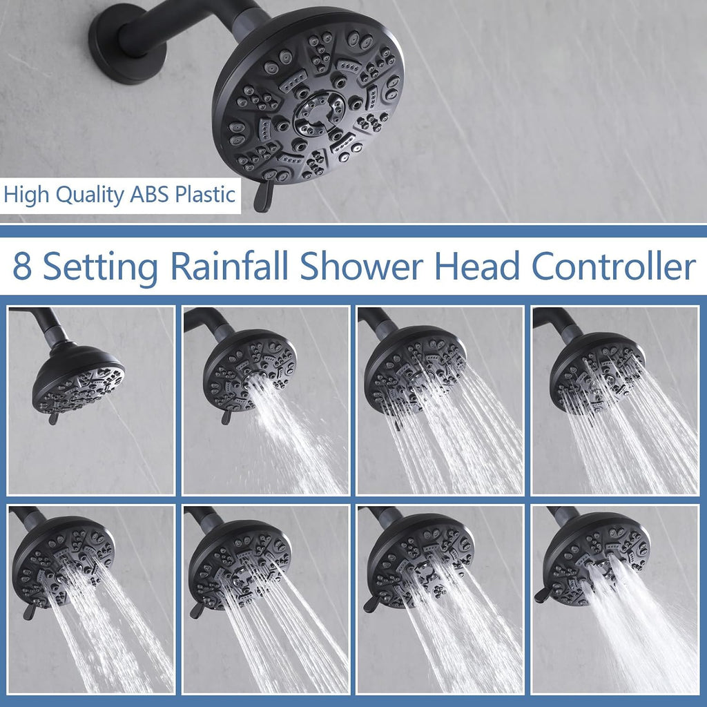 3 Handles Shower Faucet Set with Tub Spout Bathtub Shower Faucets Combo Set Shower System Complete Tub and Shower Trim Kit Shower Fixtures Matte Black