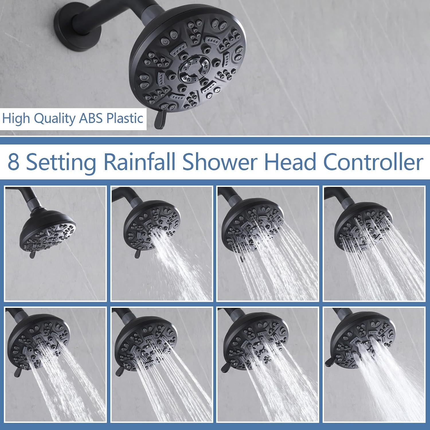 3 Handles Shower Faucet Set with Tub Spout Bathtub Shower Faucets Combo Set Shower System Complete Tub and Shower Trim Kit Shower Fixtures Matte Black