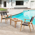 Outdoor Patio Chairs Set of 2 Black Rope Furniture Chairs 2-Person Outdoor Conversation Combination Armchairs for Backyard, Poolside, Garden, Living Room, Porch (Black+Brown-BB)