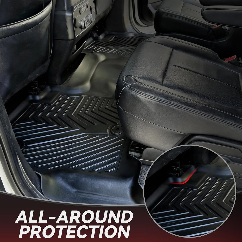 YITAMOTOR Floor Mats for Ford Expedition 2018-2024 7-Seater (Not for Max Model), Custom Fit All Weather TPE Mat, 18-24 Ford Expedition 7 Seats Accessories Floor Liners Full Set, Backrest & Cargo Liner