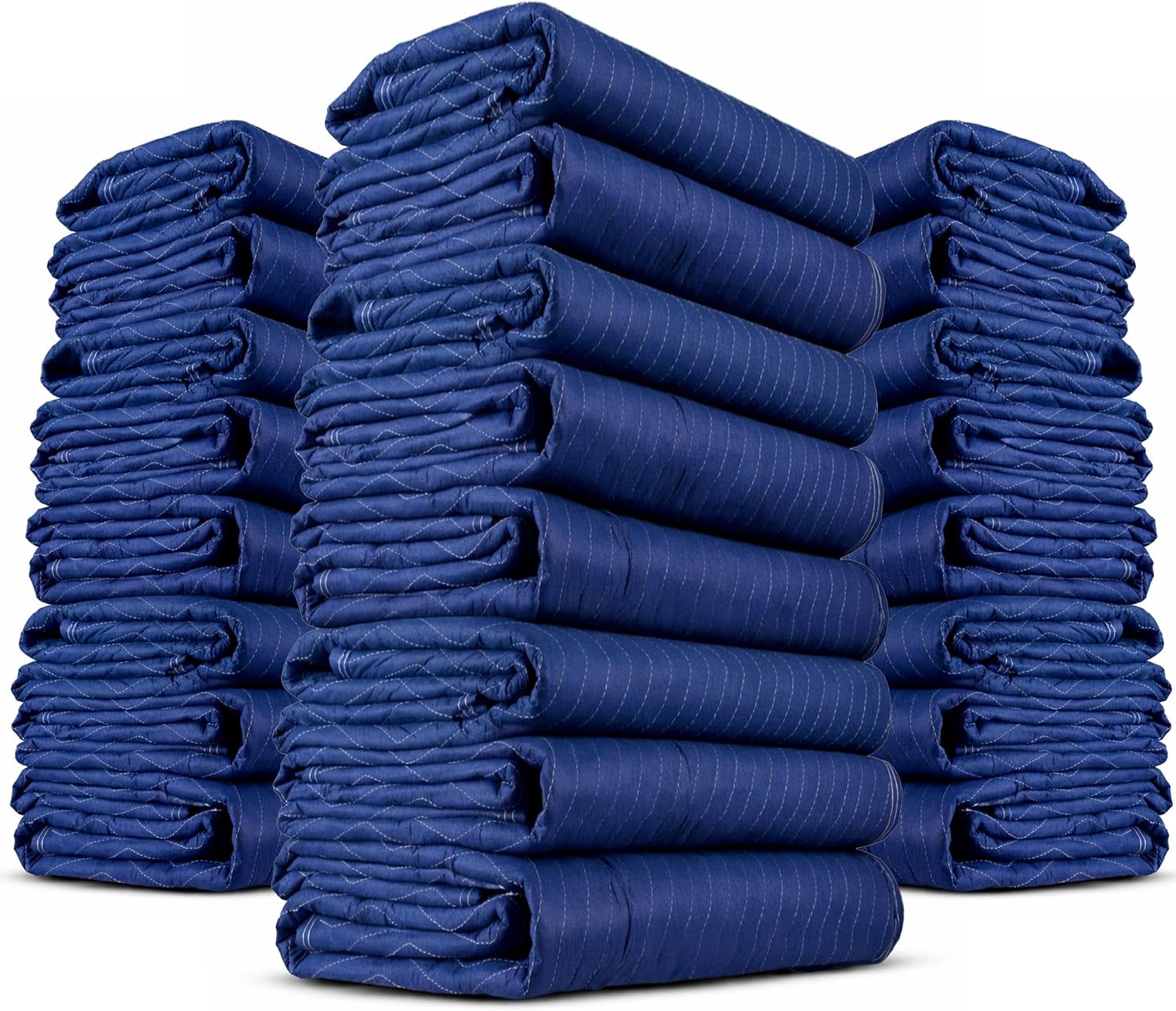 US Cargo Control Moving Blankets Heavy Duty 72'x80' 24-Pack (43 lbs/doz), Packing Blankets for Moving Furniture, Shipping, and Storage, Lightweight Quilted Furniture Pads, Tough Blue Polyester